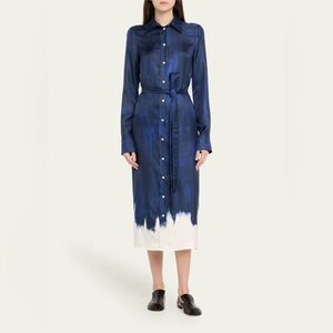 PROENZA SCHOULER Amaya Double-Printed Tie Waist Silk Twill Dress size 4